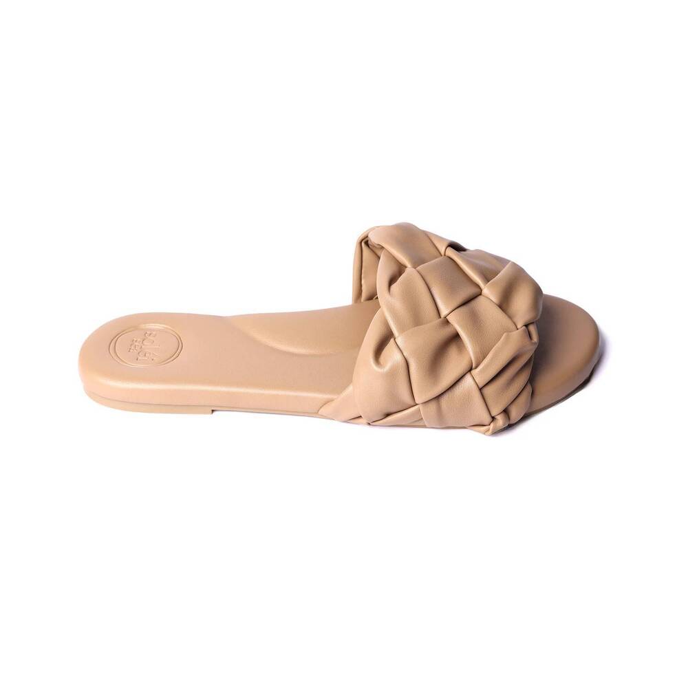 NEW SOLEI SEA women's venetta woven slide in camel